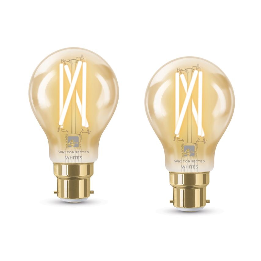 4LITE WiZ Connected A60 Filament Amber WiFi Led Smart Bulb - B22 Bayonet Cap, Pa