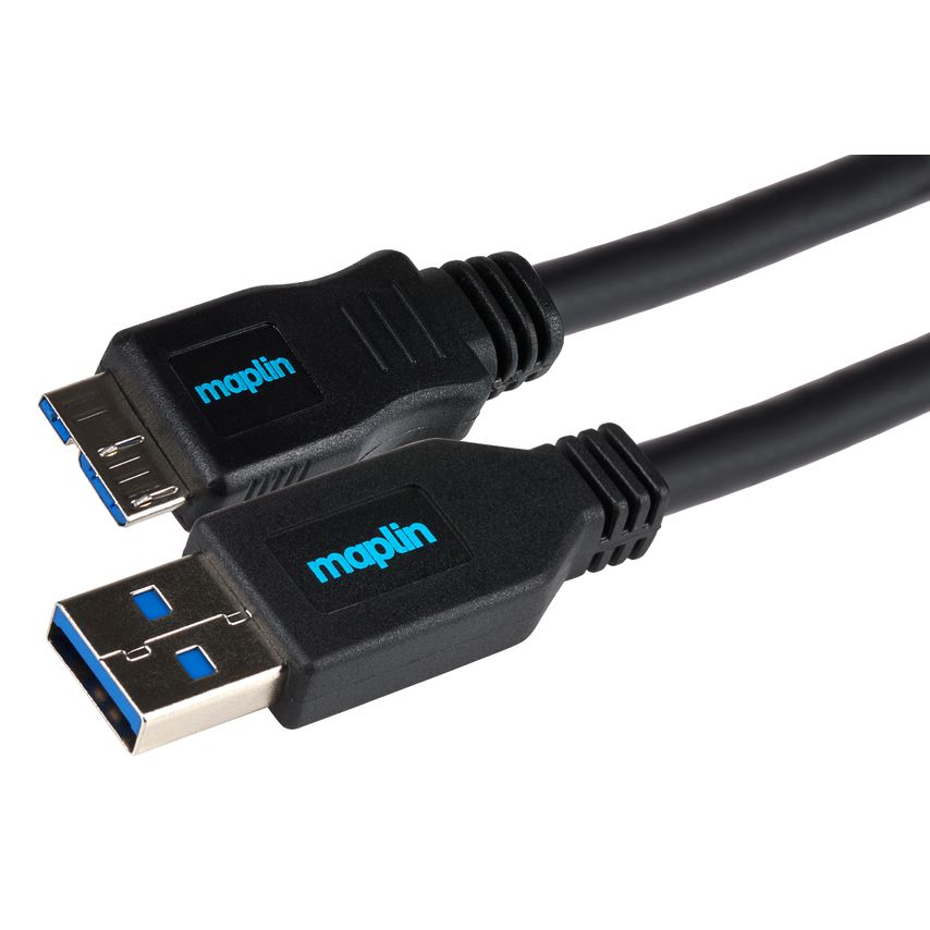 Maplin Usb-A To Micro Usb-B V3.0 Cable Super Speed 0.75m Black