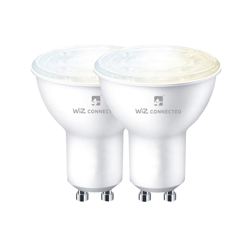 4LITE WiZ Connected Dimmable White WiFi Led Smart Bulb - GU10, Pack of 2