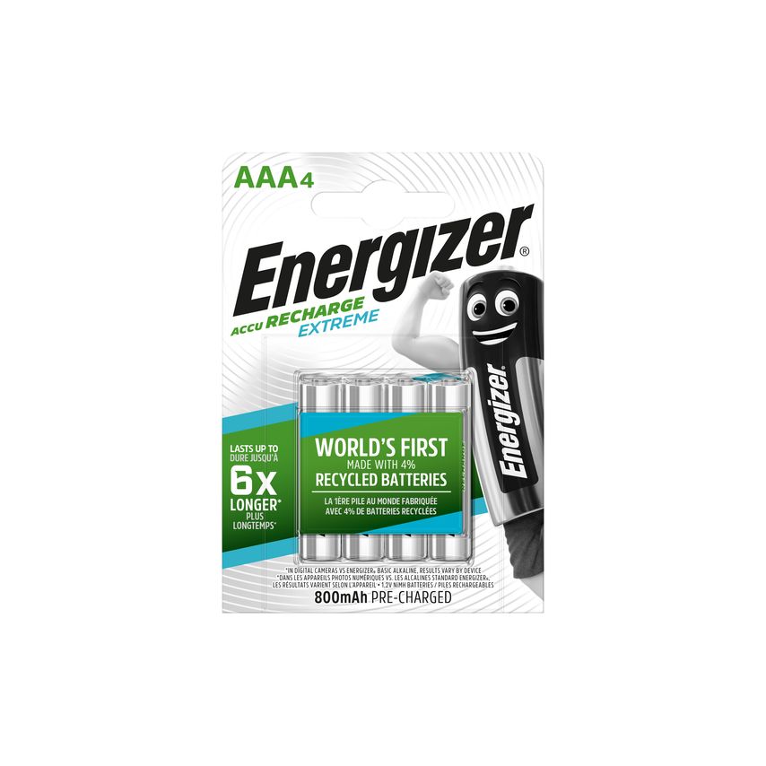 Extreme Rechargeable 800mAh Ni-MH AAA Batteries - Pack of 4
