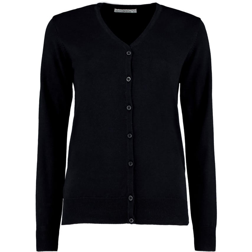 Kustom Kit KK354 Ladies Arundel V Neck Cardigan Black Size 8- you get 5