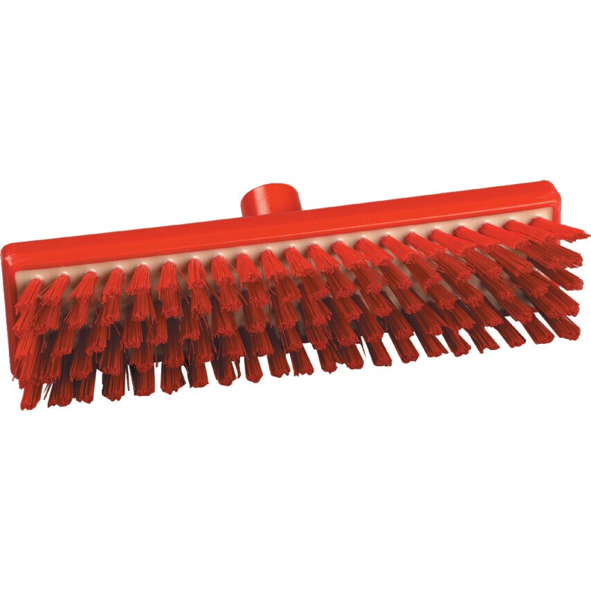 Salmon Hygiene Technology 300mm Stiff Poly' (Res-Set) Deck Scrub - Yellow
