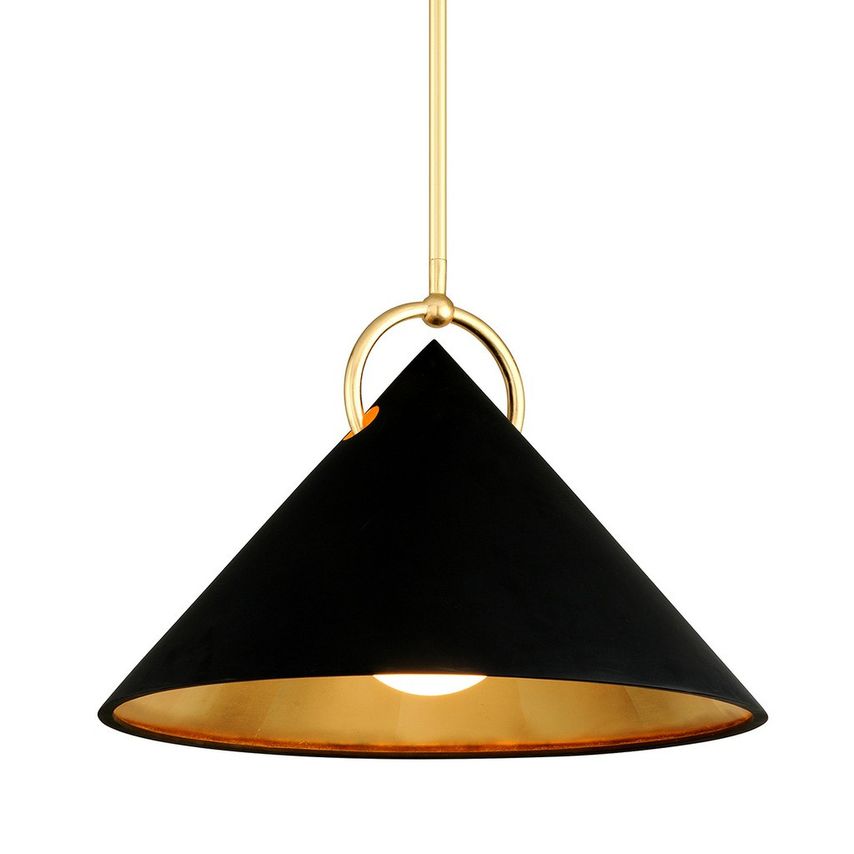 Hudson Valley Charm 1 Light Pendant Black and Gold Leaf, Glass - 289-41-CE