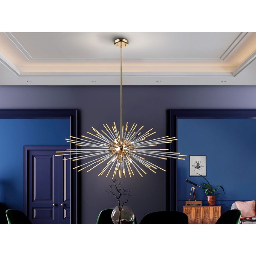 Schuller Evasian Dimmable Pendant Light Spherical, Shiny Gold - Amber, Remote Co