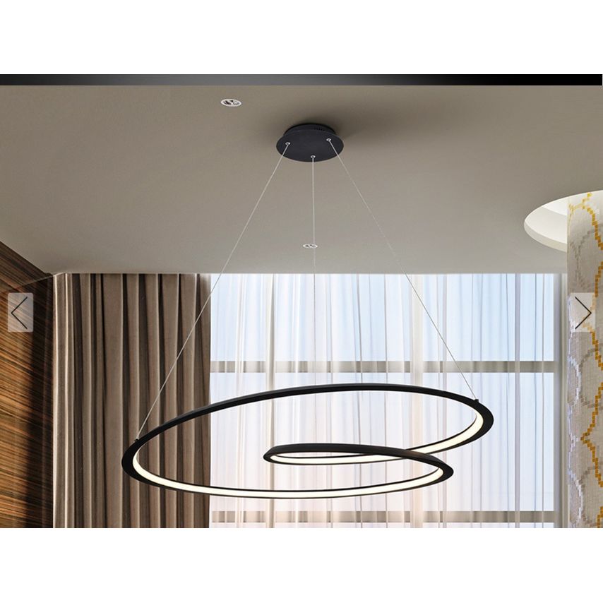 Schuller Looping Modern Designer Led Ring Swirl Pendant Light Matt Black, 2700lm