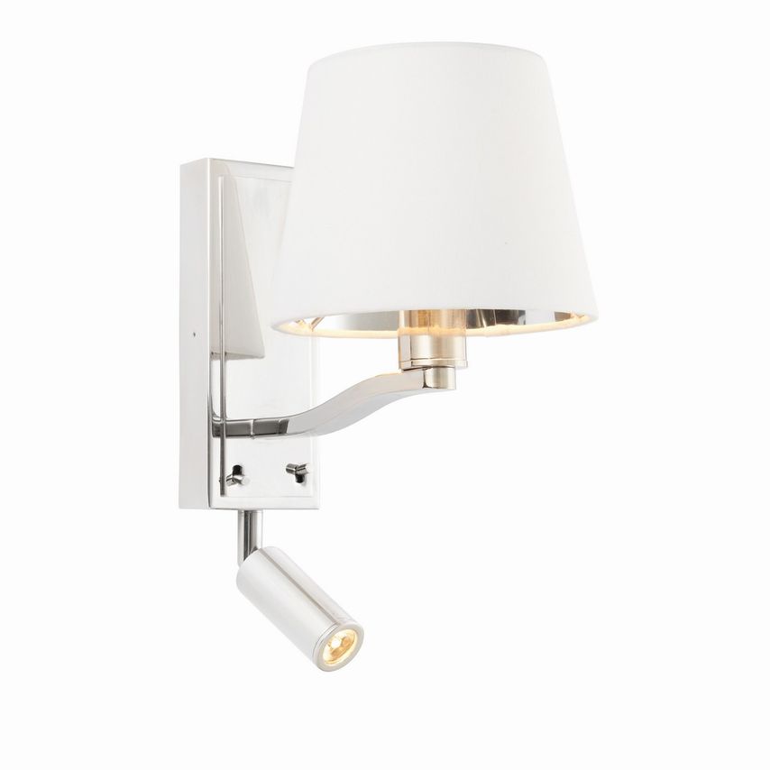 Endon Harvey Flexi Wall Lamp with Led Reading Light Bright Nickel Plate, Vintage