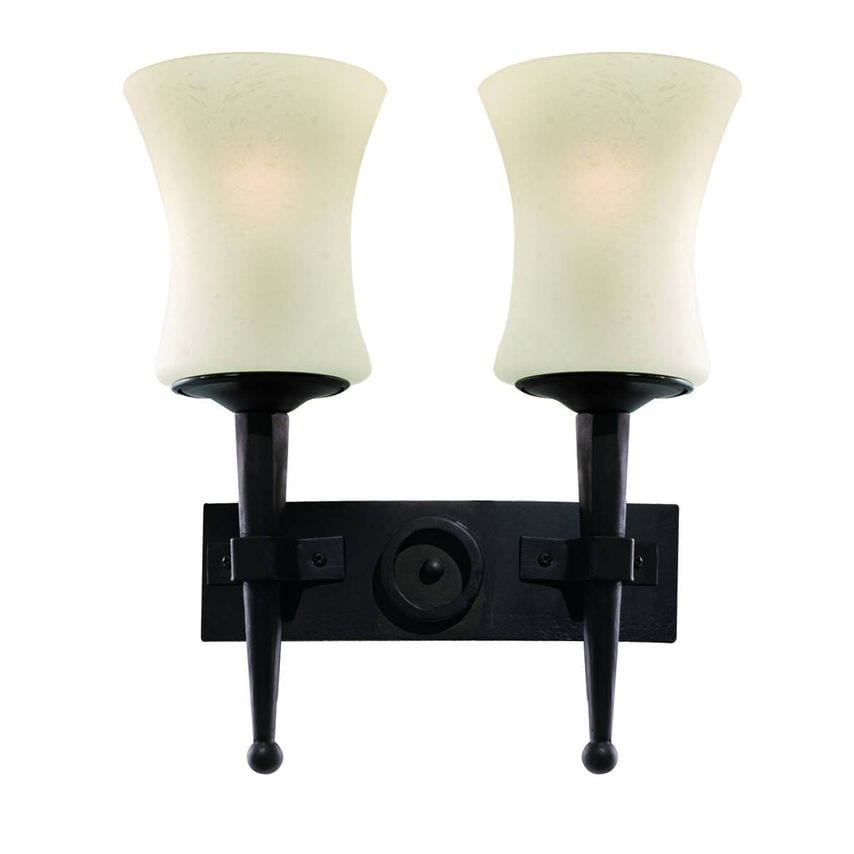 Netlighting Cartwheel 2 Light Indoor Wall Light Black with Scavo Glass, E27