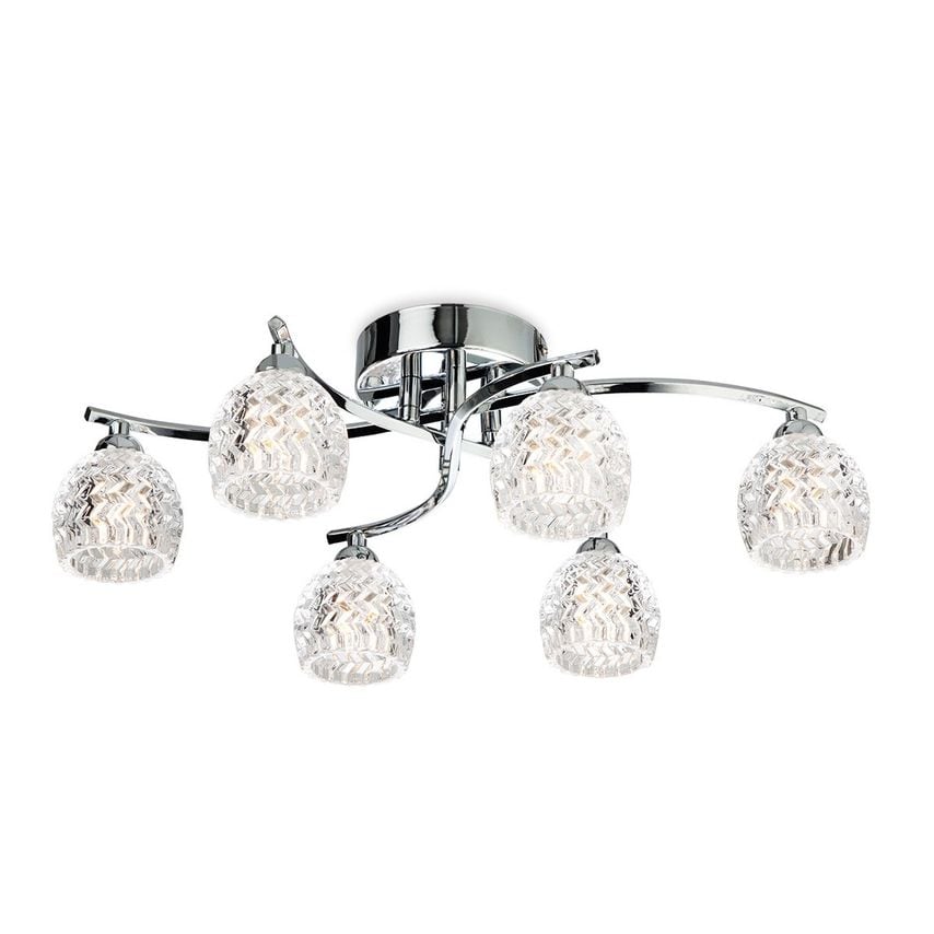 Firstlight Maple 6 Light Flush Light Chrome, Moulded Clear Glass, G9