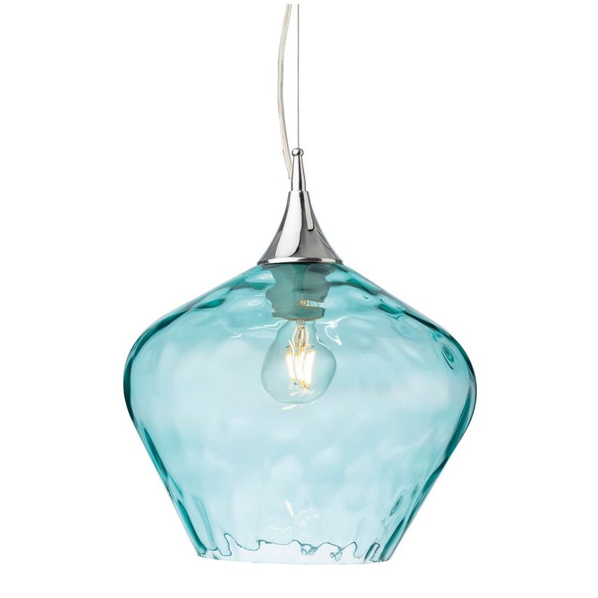 Firstlight Titan Dome Pendant Light Chrome with Aqua Glass