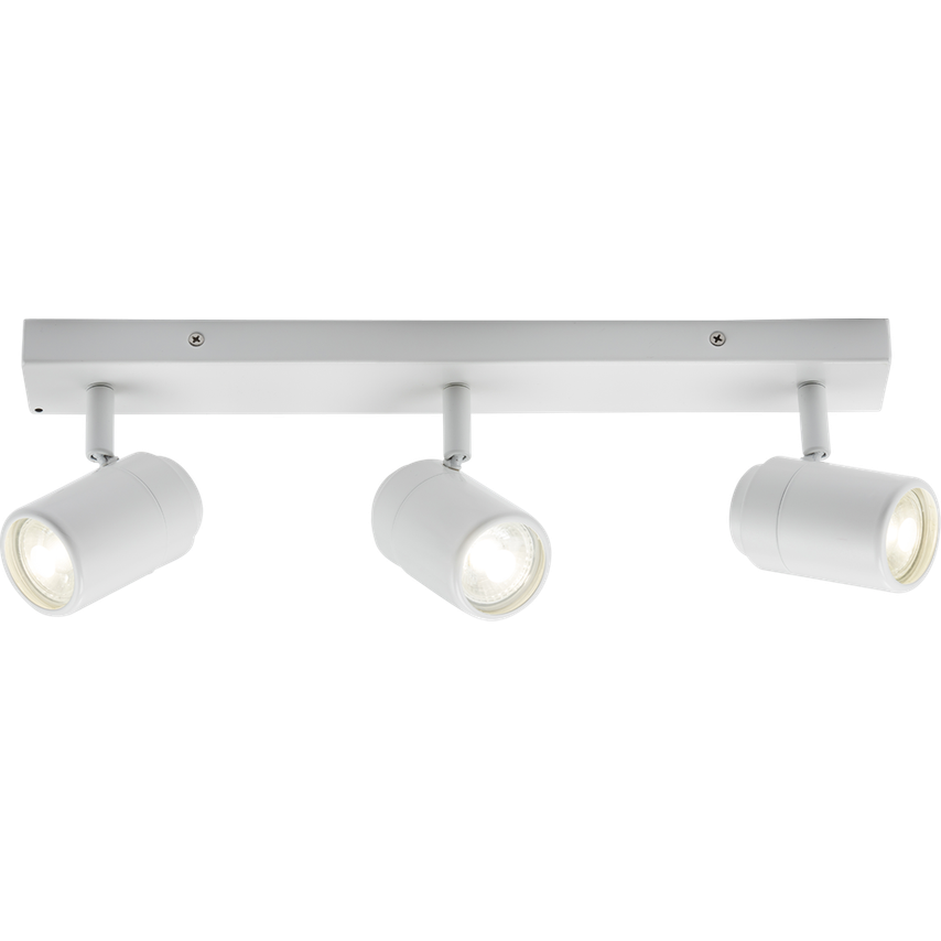 Knightsbridge GU10 Triple Bar Spotlight - Matt White 230V IP44 20W