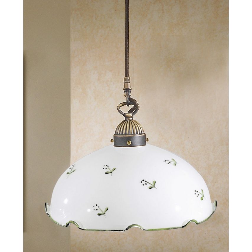 Kolarz Lighting Nonna Cottage Style Glass Dome Pendant Light Matt Antique Brass,