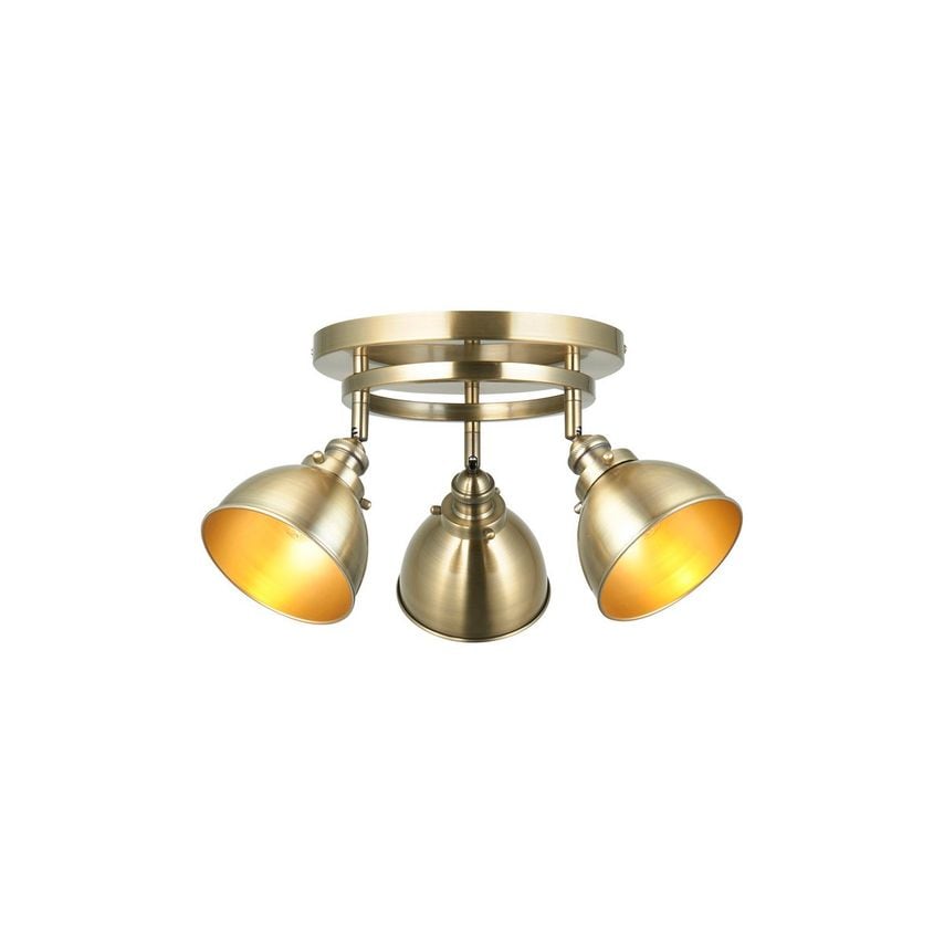 Endon Wyatt Round Spotlight, Antique Brass Plate