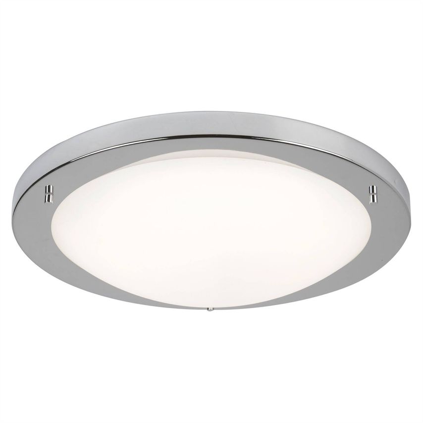 Searchlight Lighting LED Large Round Bathroom Flush Ceiling Light Satin Silver,