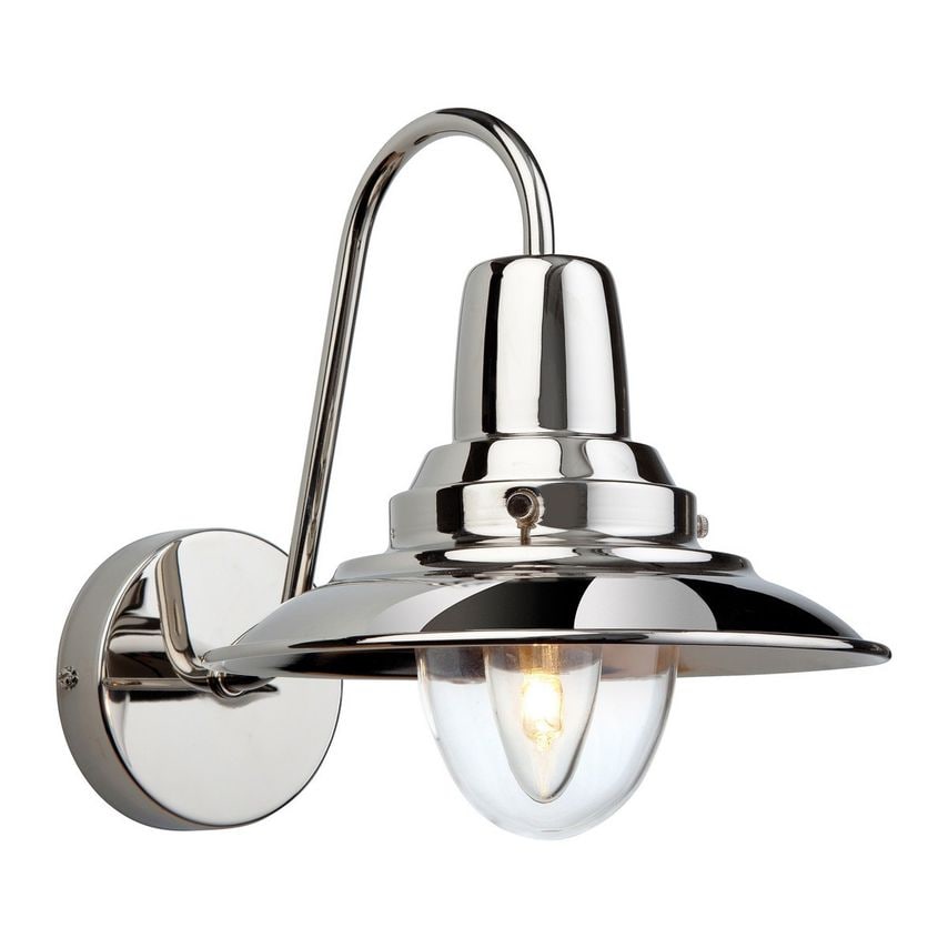 Firstlight Fisherman 1 Light Indoor Dome Wall Light Chrome, Clear Glass, E14