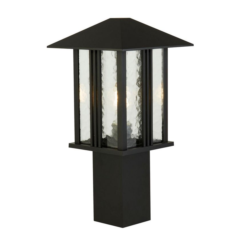 1 Light Outdoor Post (450mm Height) - Black with Water Glass