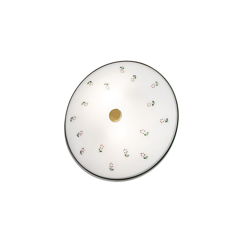 Kolarz Lighting Nonna Cottage Style Glass Patterned Flush Ceiling Lamp Antique B