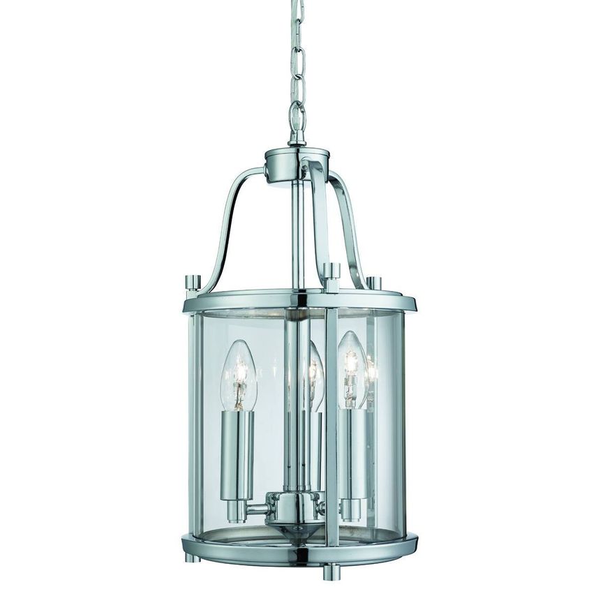 Netlighting Victorian Lanterns 3 Light Ceiling Lantern Pendant Chrome, Glass Thr