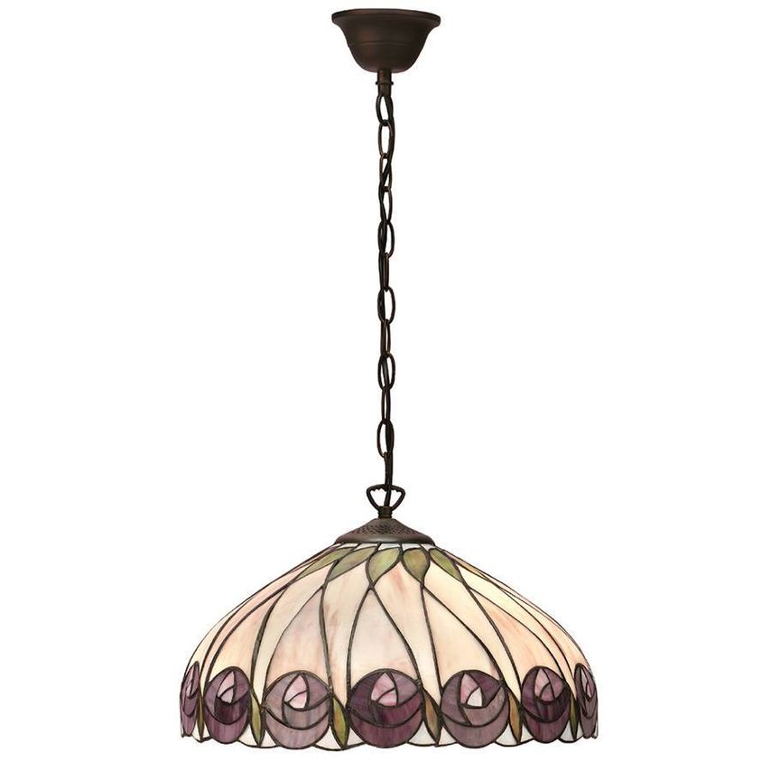 Hector 1 Light Medium Ceiling Pendant Dark Bronze, Tiffany Glass, E27