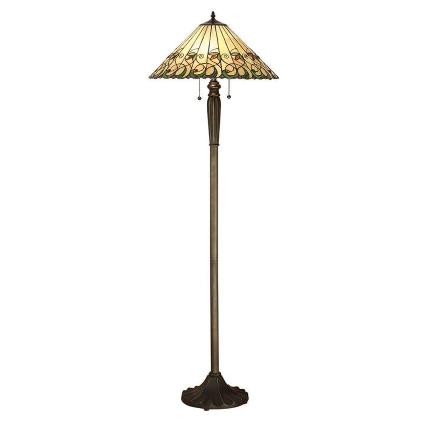 Interiors 1900 Jamelia 2 Light Floor Lamp Tiffany Glass, Dark Bronze Paint with