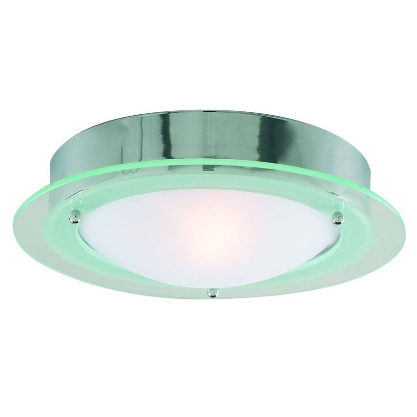 Searchlight Lighting 1 Light Bathroom Flush Ceiling Light Round Chrome IP44, E14