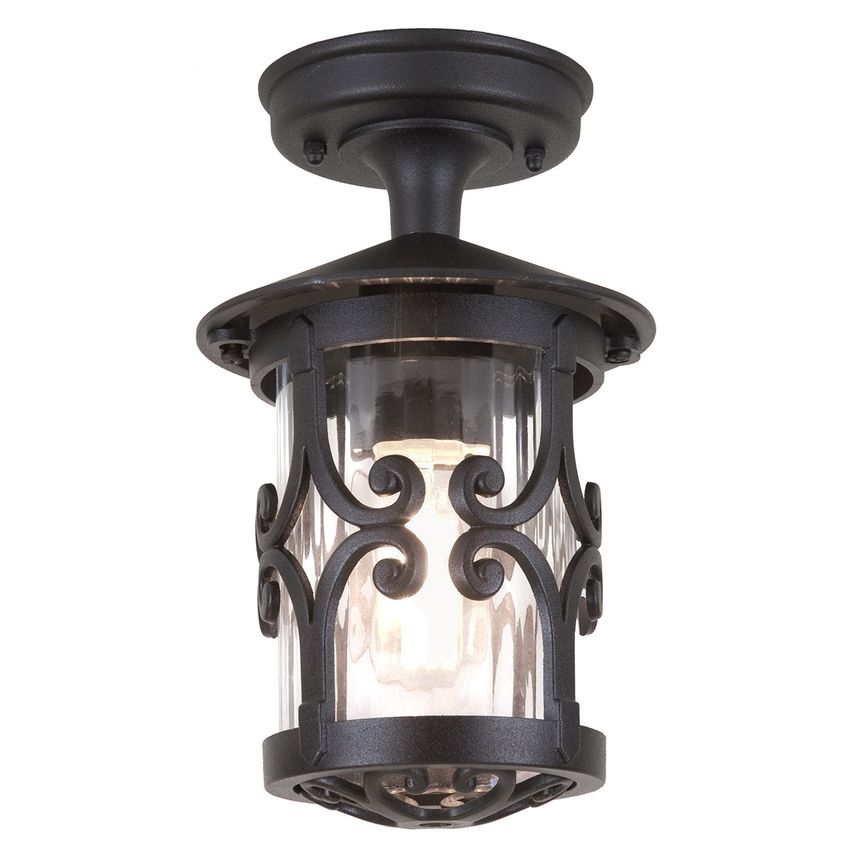 Elstead Lighting Hereford 1 Light Outdoor Ceiling Lantern Black, E27 - BL13A-BLA