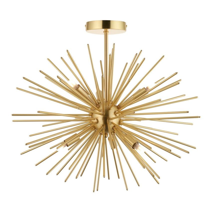 Endon Orta Multi Arm Lamp Semi Flush Ceiling Lamp, Satin Brass Plate