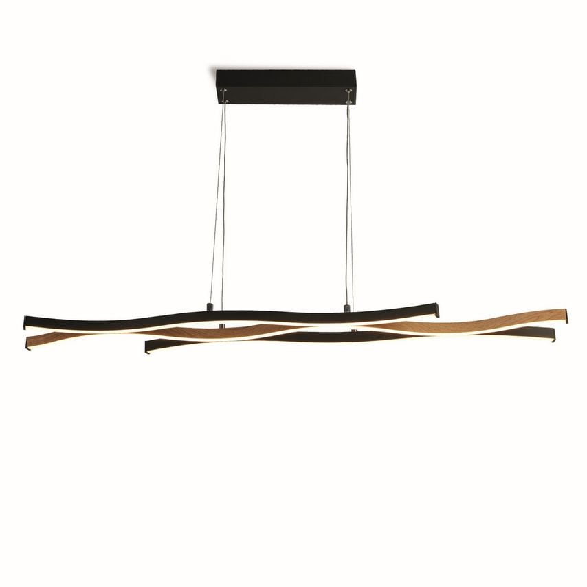 Searchlight Lighting Bloom Swirl Led Ceiling Pendant, Black with Wood Effect