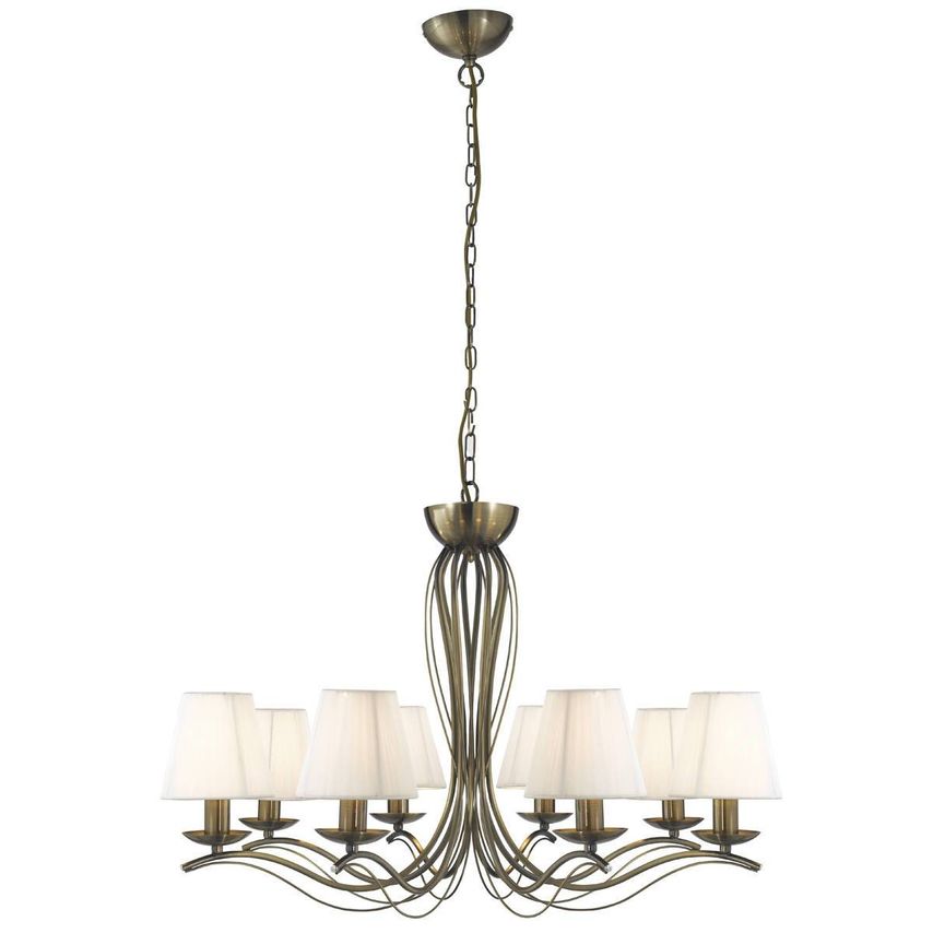 Netlighting Andretti 8 Light Multi Arm Chandelier Antique Brass Finish, E14