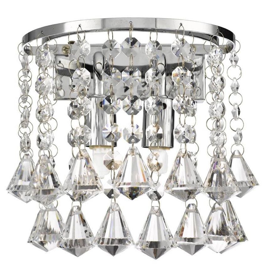 Searchlight Lighting Hanna Indoor Wall 2 Light Chrome with Crystals, G9 - 3302-2