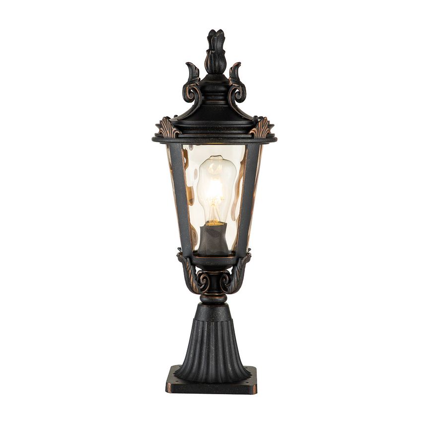 Elstead Lighting Baltimore 1 Light Medium Outdoor Pedestal Lantern Weathered Bro