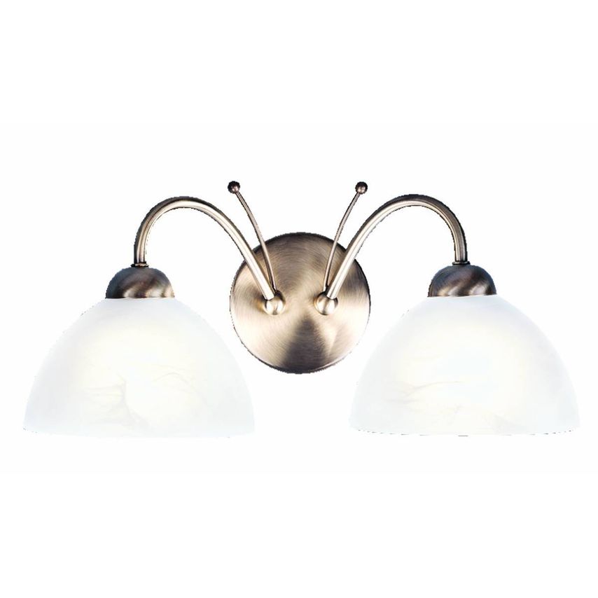 Netlighting Milanese 2 Light Indoor Glass Wall Light Antique Brass, E14