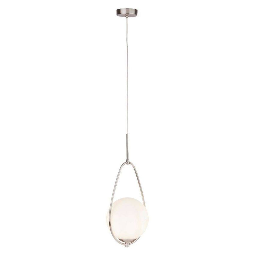 Searchlight Lighting Avalon 1 Light Pendant Satin Silver, Opal ,Glass, E27