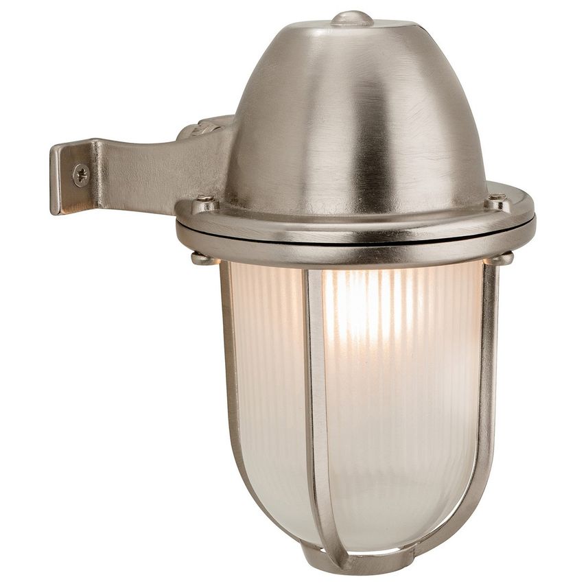 Nautic 1 Light Outdoor Wall Nickel, Frosted Glass Ip64, E27