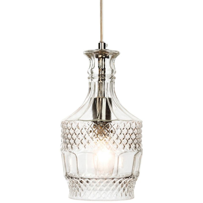 Firstlight Decanter 1 Light Ceiling Pendant Chrome, Clear Decorative Glass, E14