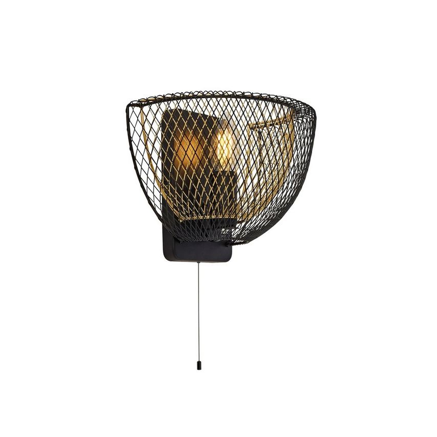 Searchlight Lighting 1 Light Double Layered Mesh Wall Light - Black Outer with G