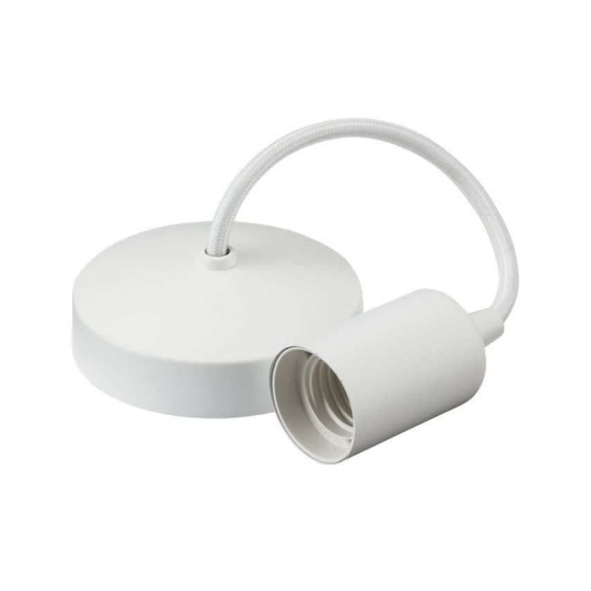 Knightsbridge 6" E27 Contemporary Pendant Set - Matt White