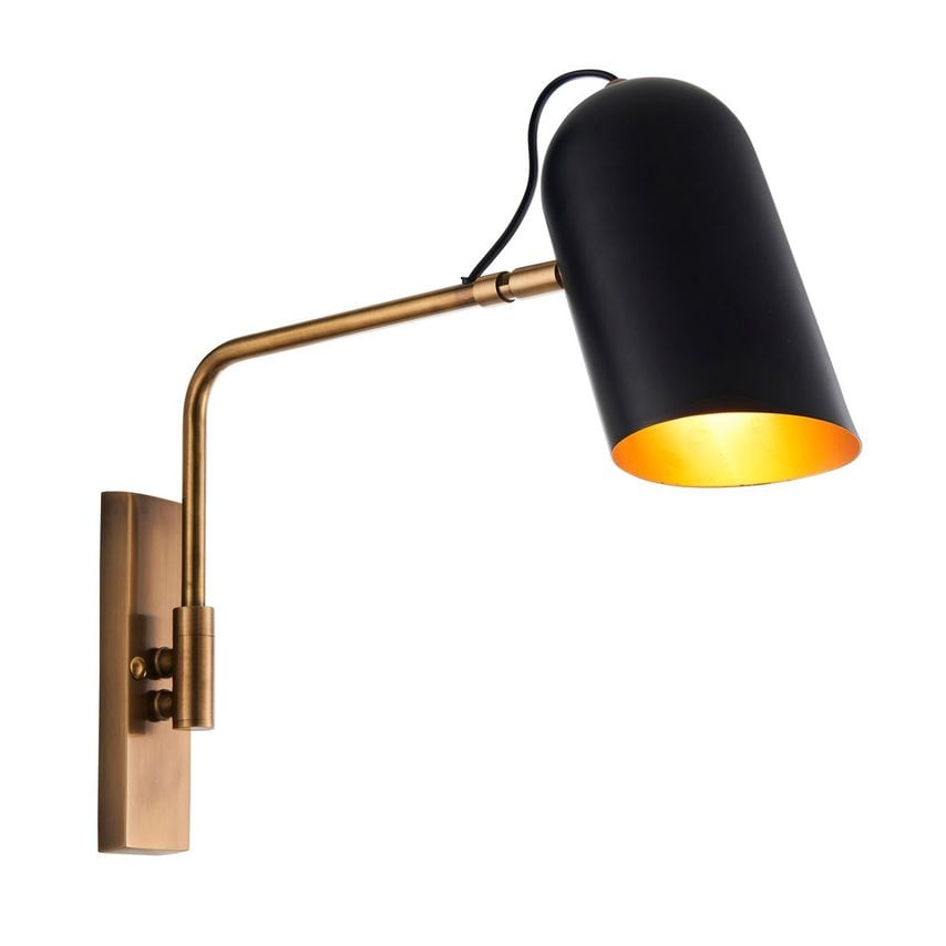 Endon Navren Task Wall Lamp Antique Solid Brass, Matt Black