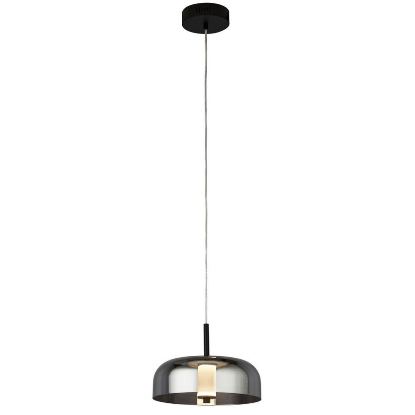 Searchlight Lighting 1 Light Led Pendant, Matt Black with Smoked Glass