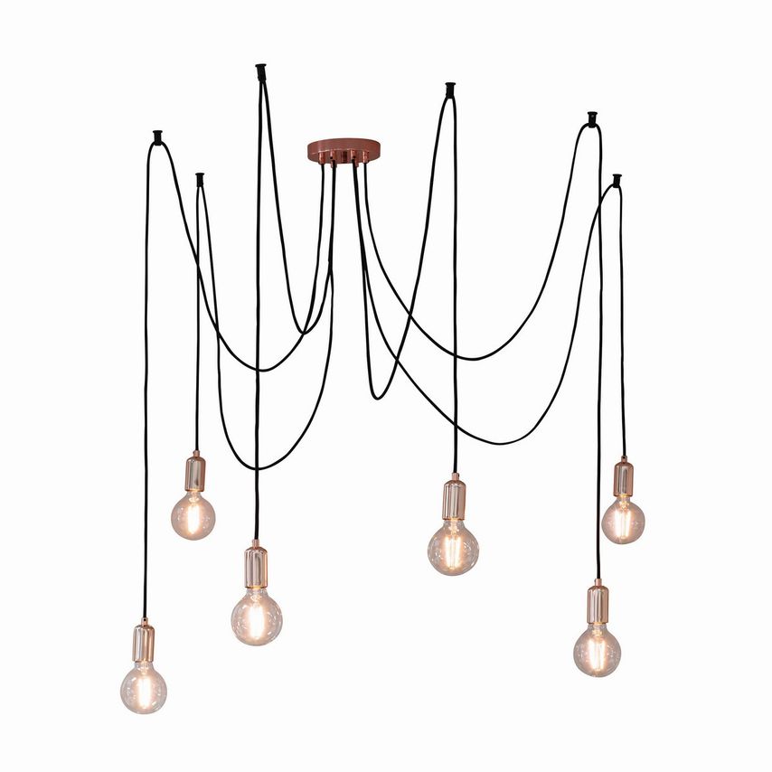 Endon Studio 6 Light Cluster Pendant Copper Plate, E27