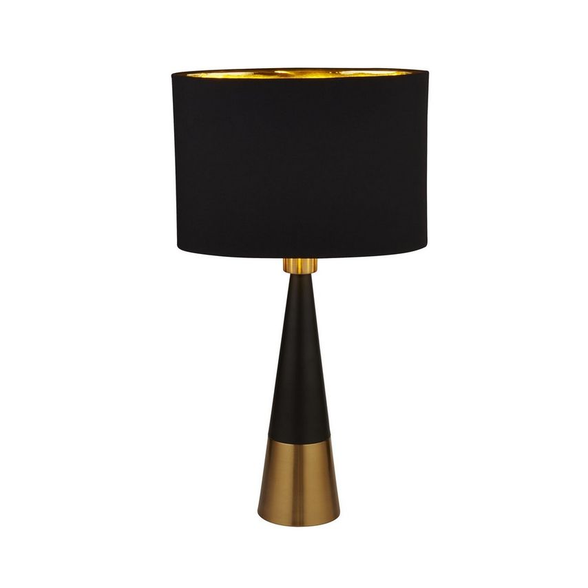 Searchlight Lighting Pyramid Table Lamp Black, Antique Copper, Black Oval Shade