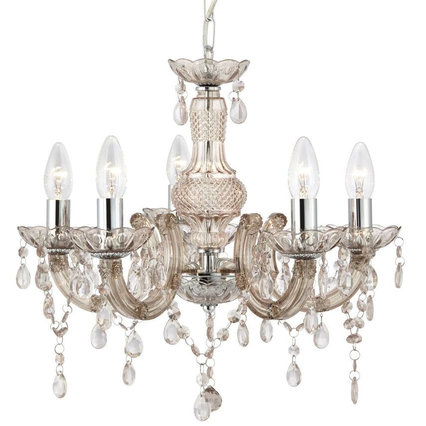Searchlight Lighting Marie Therese 5 Light Chandelier Mink Finish with Acrylic C