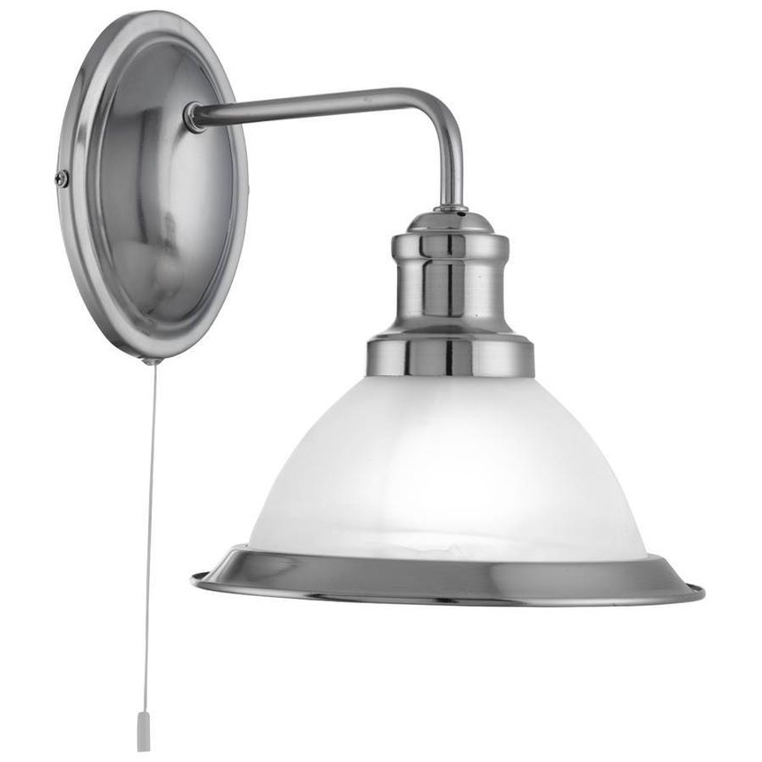 Searchlight Lighting Bistro 1 Light Wall Light Satin Silver with Acid Glass Shad