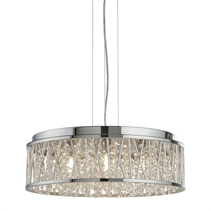 Searchlight Lighting Elise 7 Light Ceiling Pendant Chrome with Glass Crystals, G
