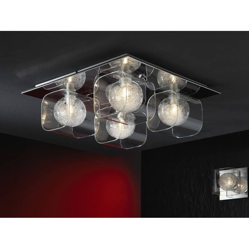 Schuller Eclipse 4 Light Crystal Flush Ceiling Light Chrome, G9