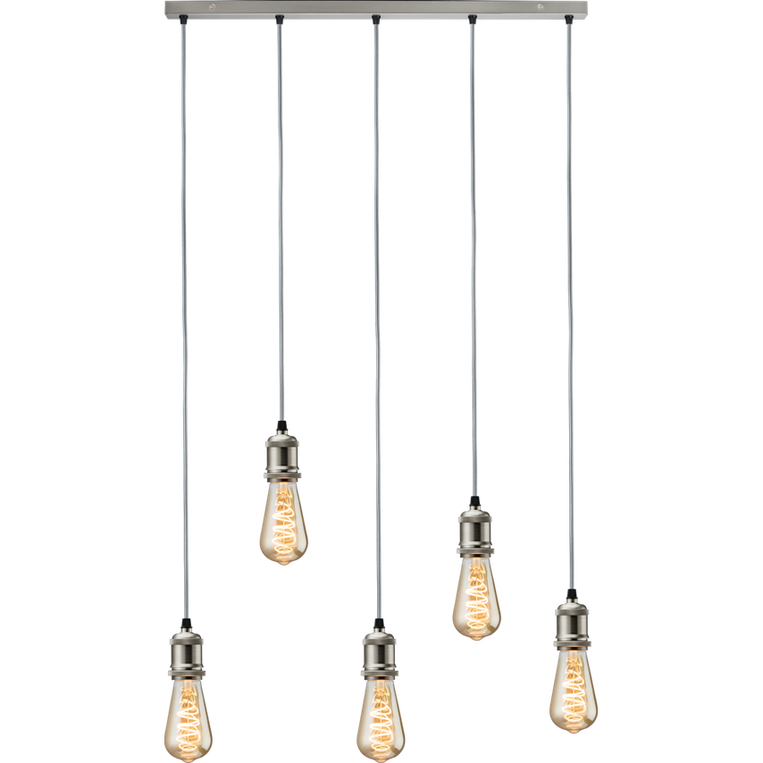 Knightsbridge Knightsbridge Calla - 230V E27 Vintage 5 Light Bar Pendant - Brush