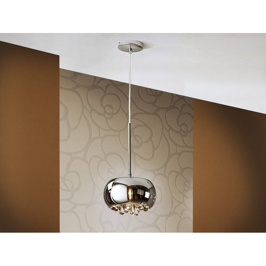 Schuller Argos Round Crystal Ceiling Pendant Chrome, Mirror, G9