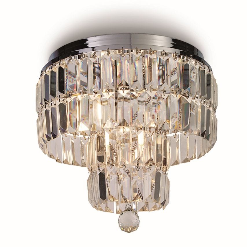 Searchlight Lighting Empire 4 Light Ceiling Light, Chrome & Clear Glass, IP44