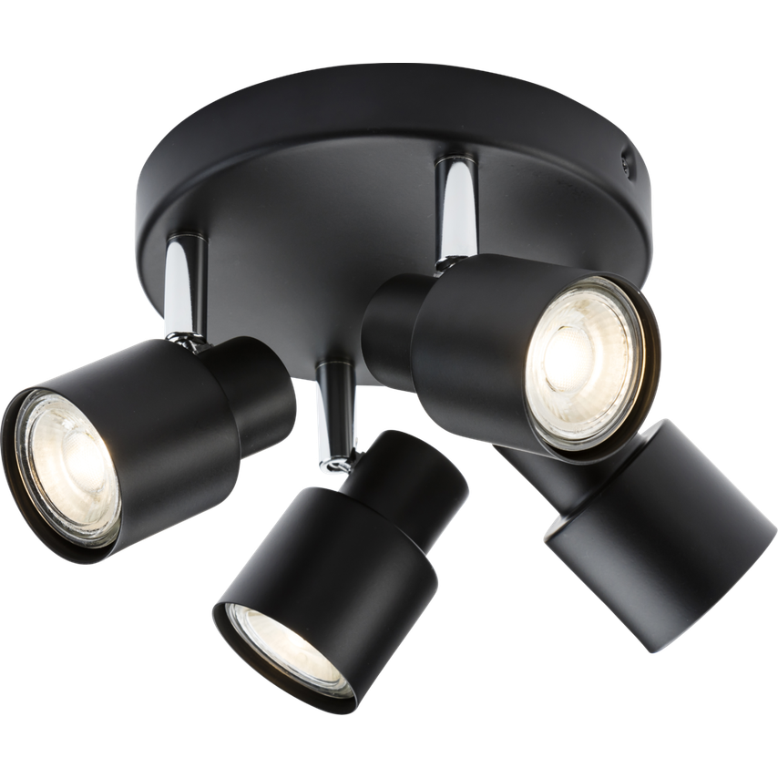 Knightsbridge GU10 Quad Spotlight - Matt Black 230V IP20 50W