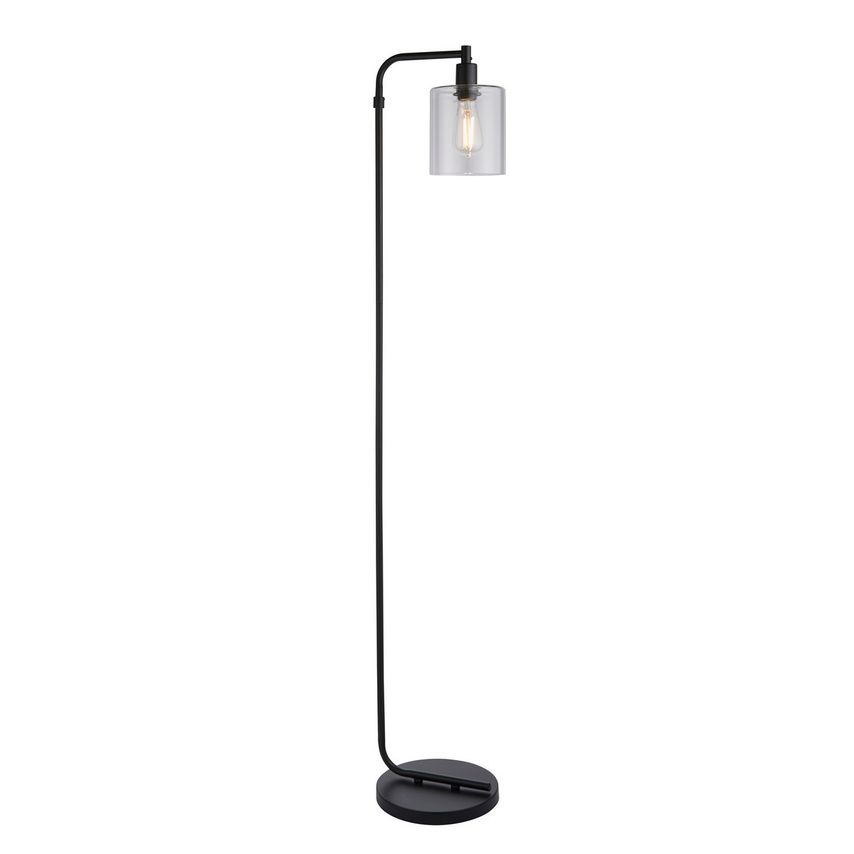 Endon Toledo Complete Floor Lamp Matt Black, Clear Glass
