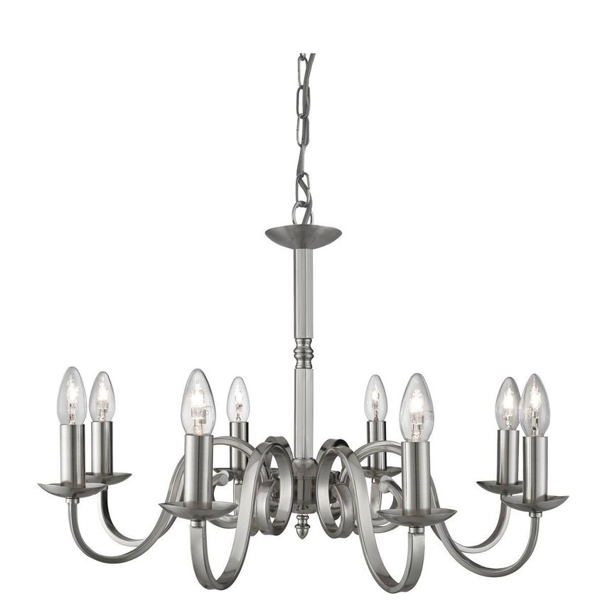 Netlighting Richmond 8 Light Chandelier Satin Silver Finish, E14